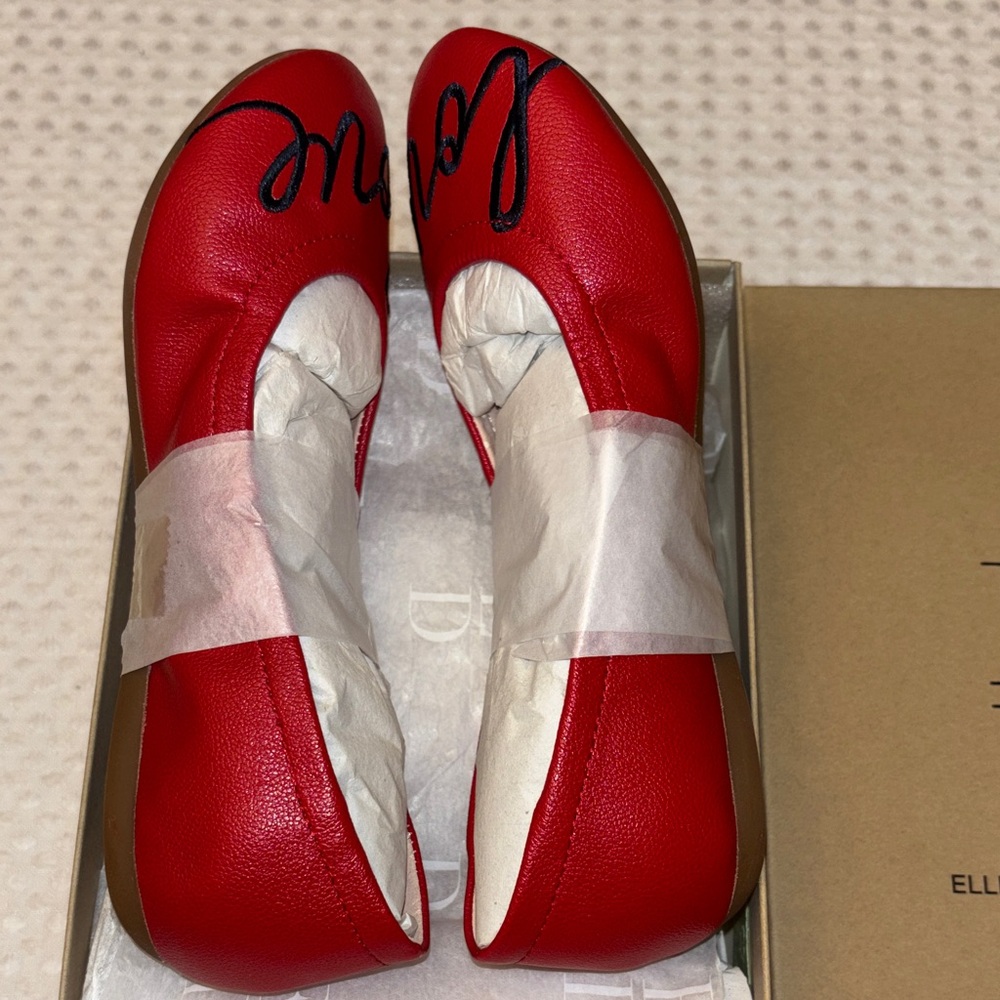 NEW! ED Ellen DeGeneres Langlee Size 13M Red 'Love' Ballet Flats - Picture 5 of 10